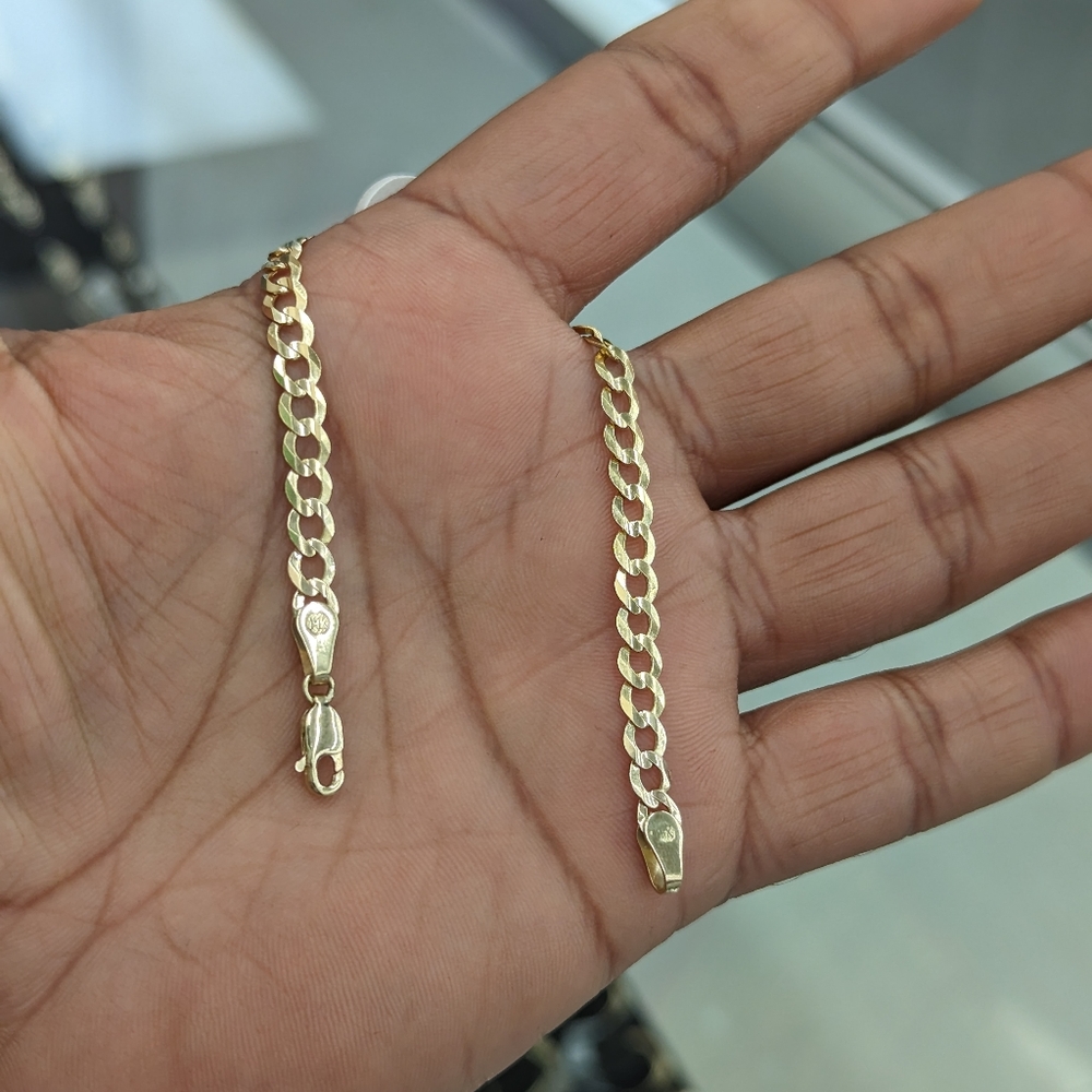 14kt Real Solid Gold Cuban Curb Bracelet - Picture 3 of 6